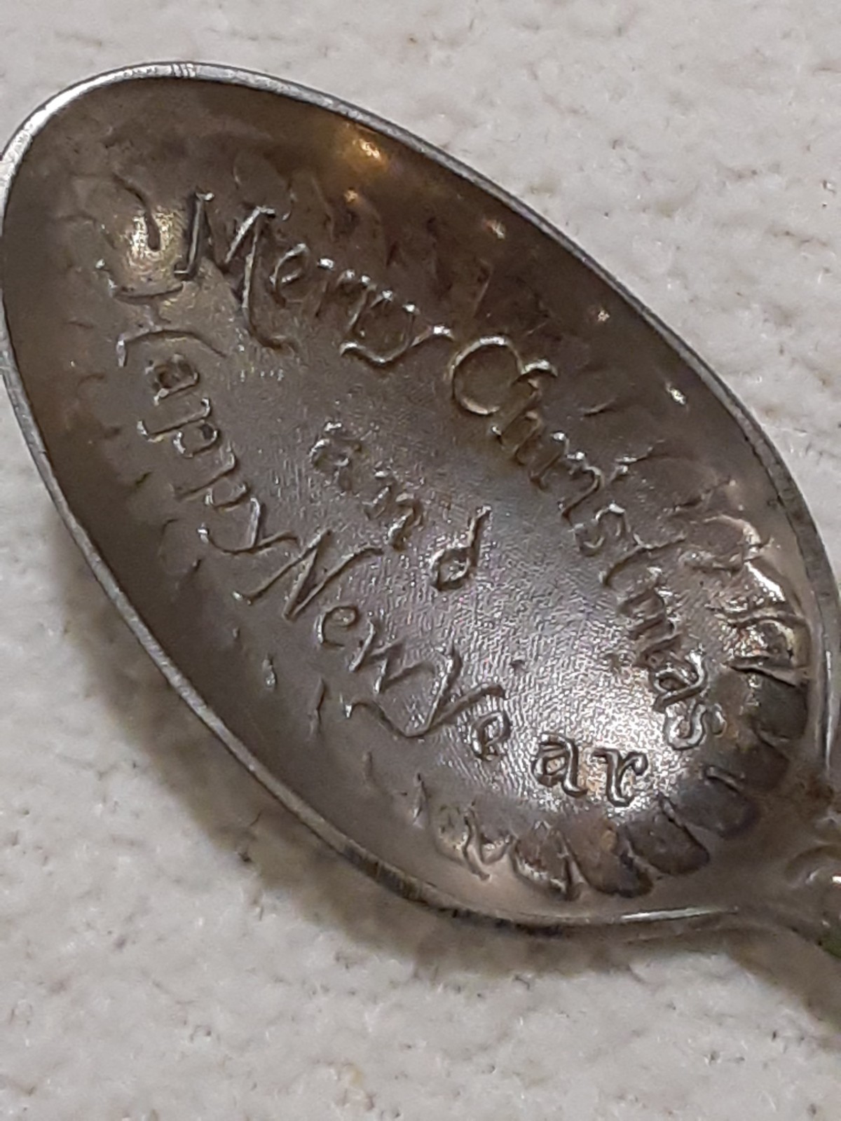 Vintage Merry Christmas Xmas Happy New Year Spoon Plated Sterling Plate