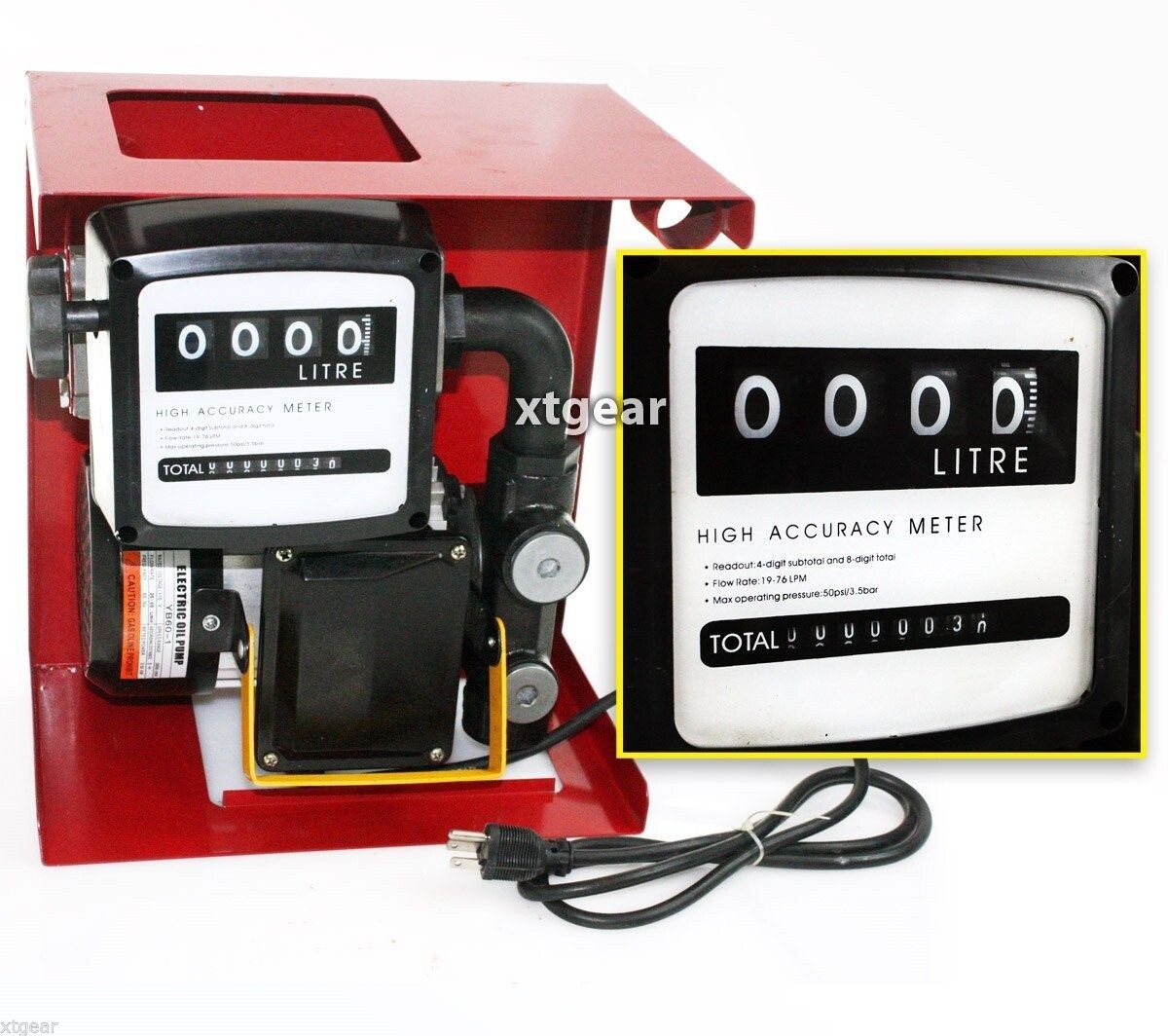 110V Electric Oil Fuel Diesel Gas Transfer Pump W/Meter 12' Hose Manual Nozzle