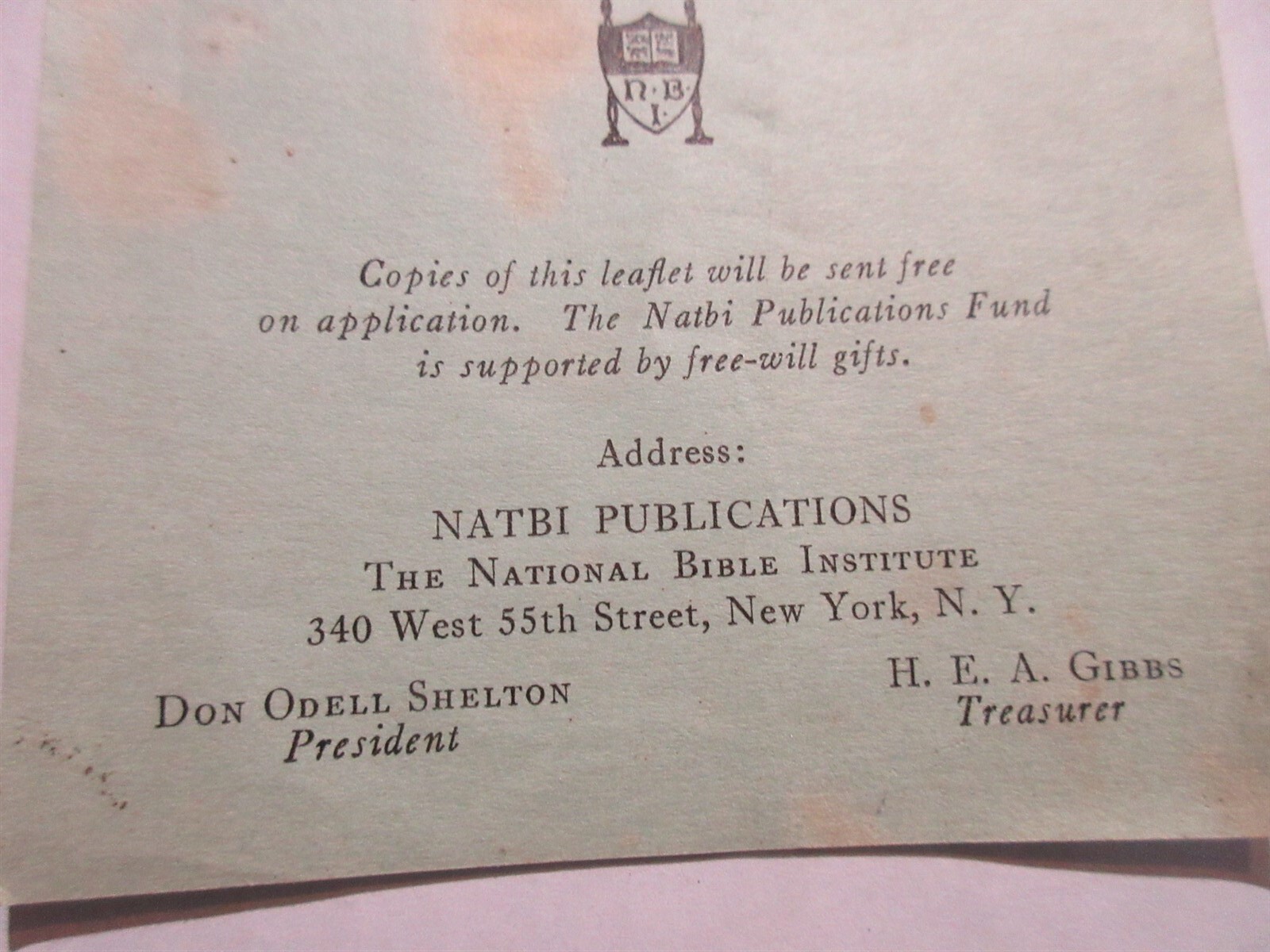 vintage Natbi Publications National Bible Institute leaflet A Boon, My Lord!