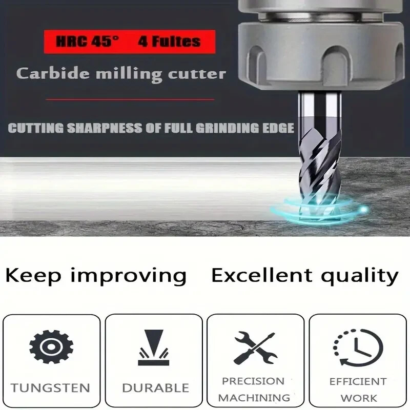 5 PCS 3/8" 4 FLUTE CARBIDE END MILL - REGULAR LENGTH - TiALN COATED USA