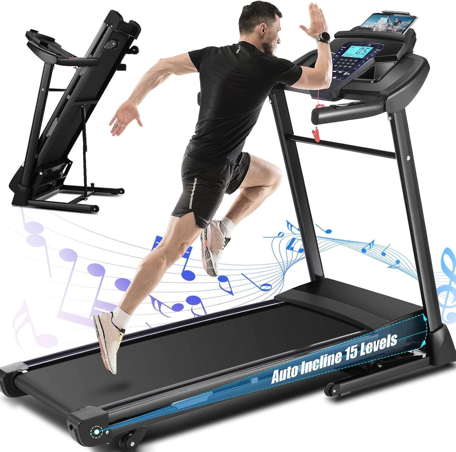 📞Treadmill Foldable for Home,Heavy Duty Running Machine Premium Quality Max9mph