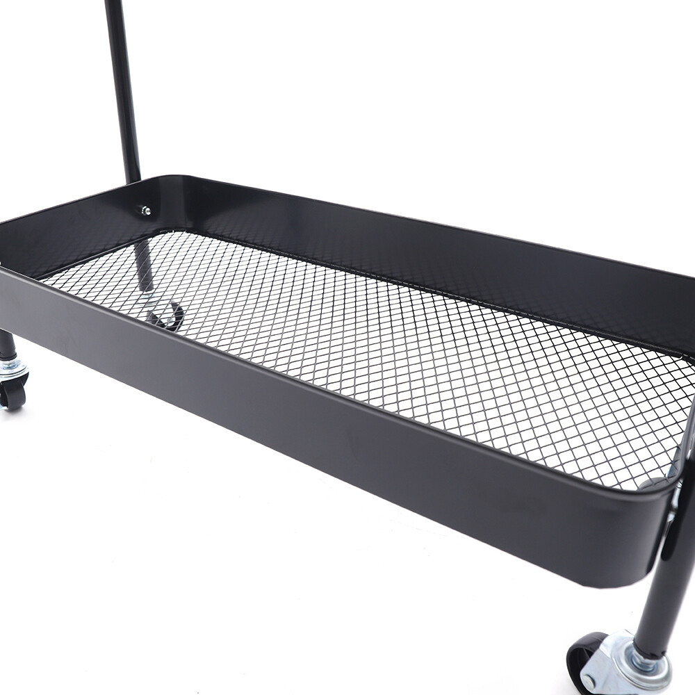 Clothing Rack Garment Rack Clothes Hanger Rolling Base w/ 2 Metal Basket Retail