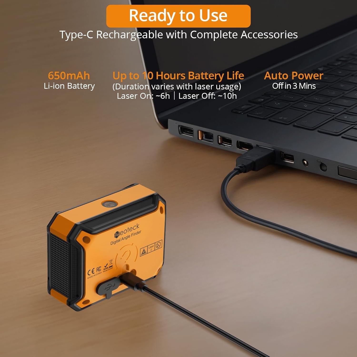 Neoteck 3-in-1 Digital Inclinometer Angle Finder Gauge Magnetic with Laser Level