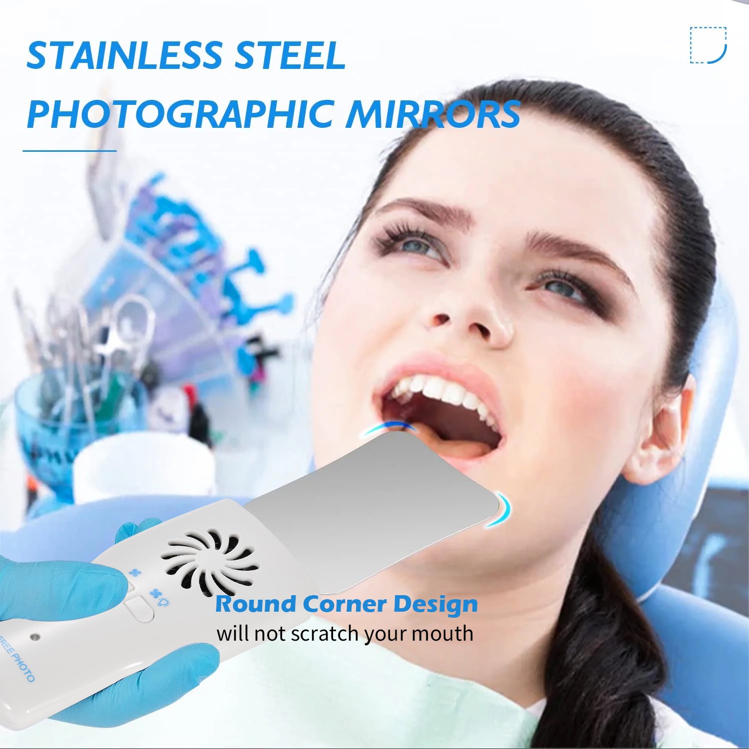 Dental LED Automatic Anti-fog Mirrors for oral photography Reflector Defog DT