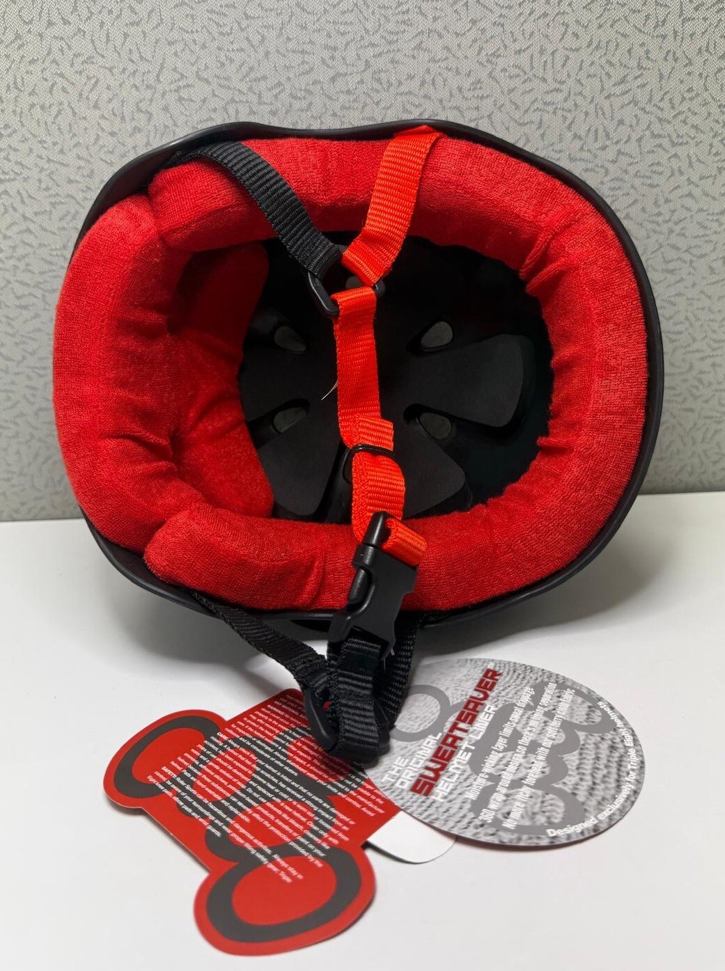 Triple Eight Sweatsaver Liner Skateboarding Helmet, Black Matte/Red, Small