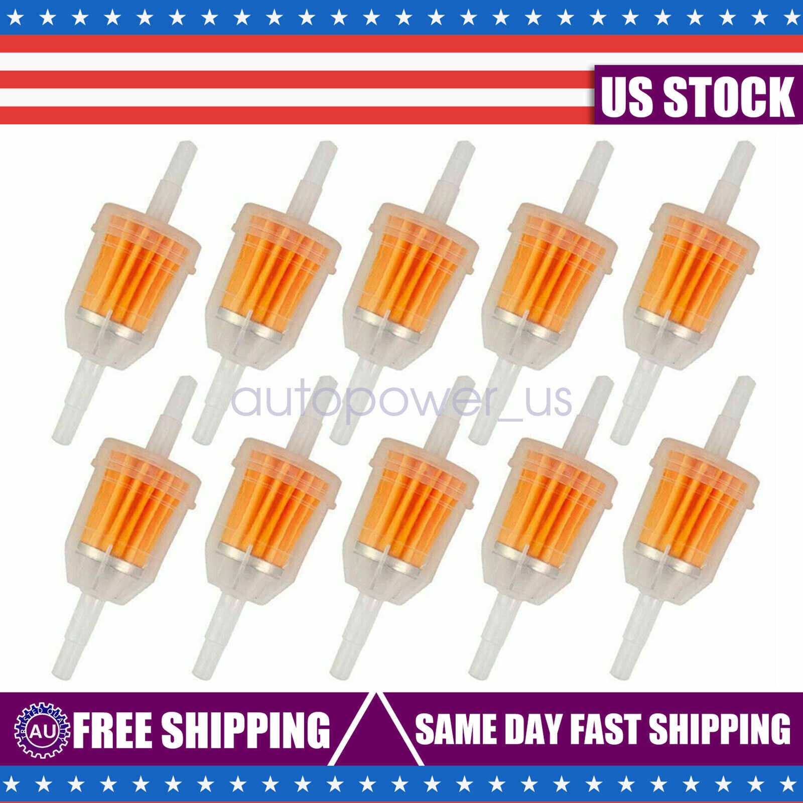 10PCS Motor Inline Gas Oil Fuel Filter Small Engine For 1/4'' 5/16" Line US
