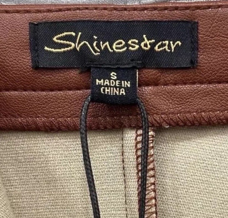 New Shinestar Brown Tan Faux Leather Short Skirt Boho Women’s Size Small