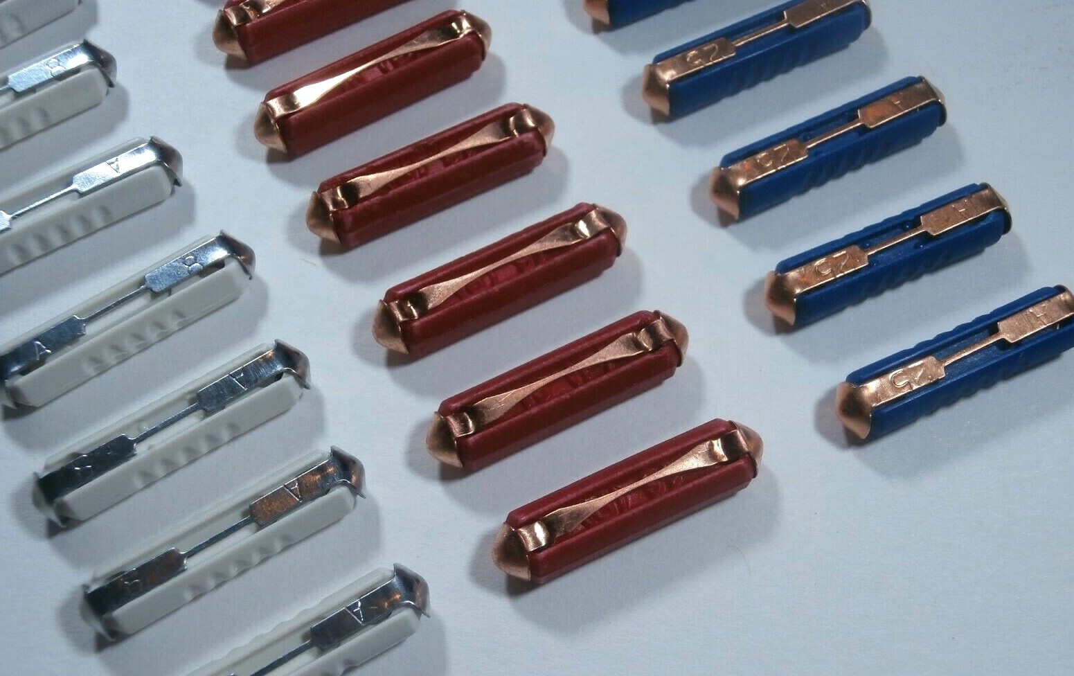 FLOSSER TORPEDO FUSES 30 PACK WHITE 8A RED 16A BLUE 25A VW SUPER BEETLE 1971-79