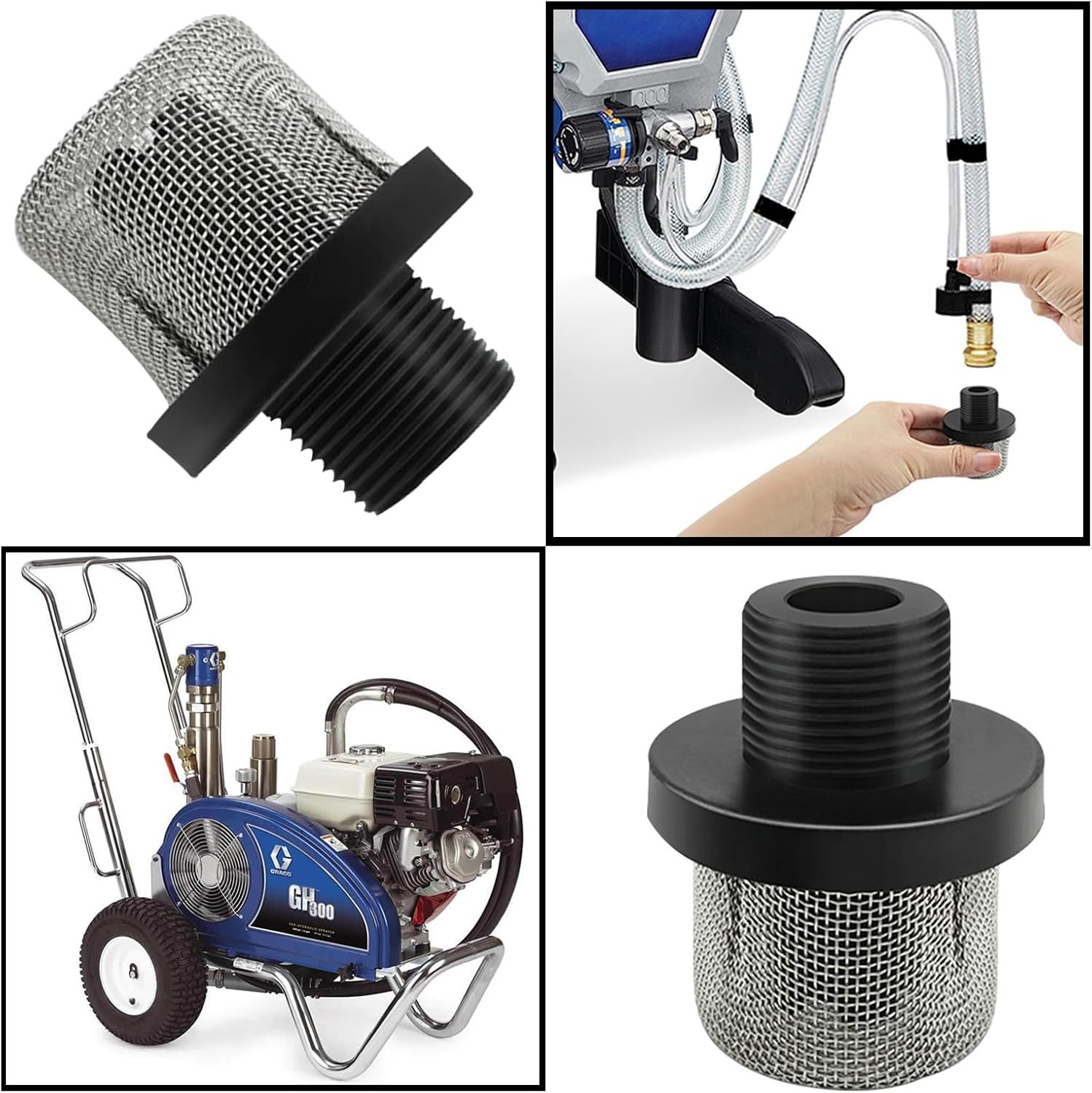 288716 Inlet Suction Strainer Thread for Airless Paint Sprayer, 288716, Black