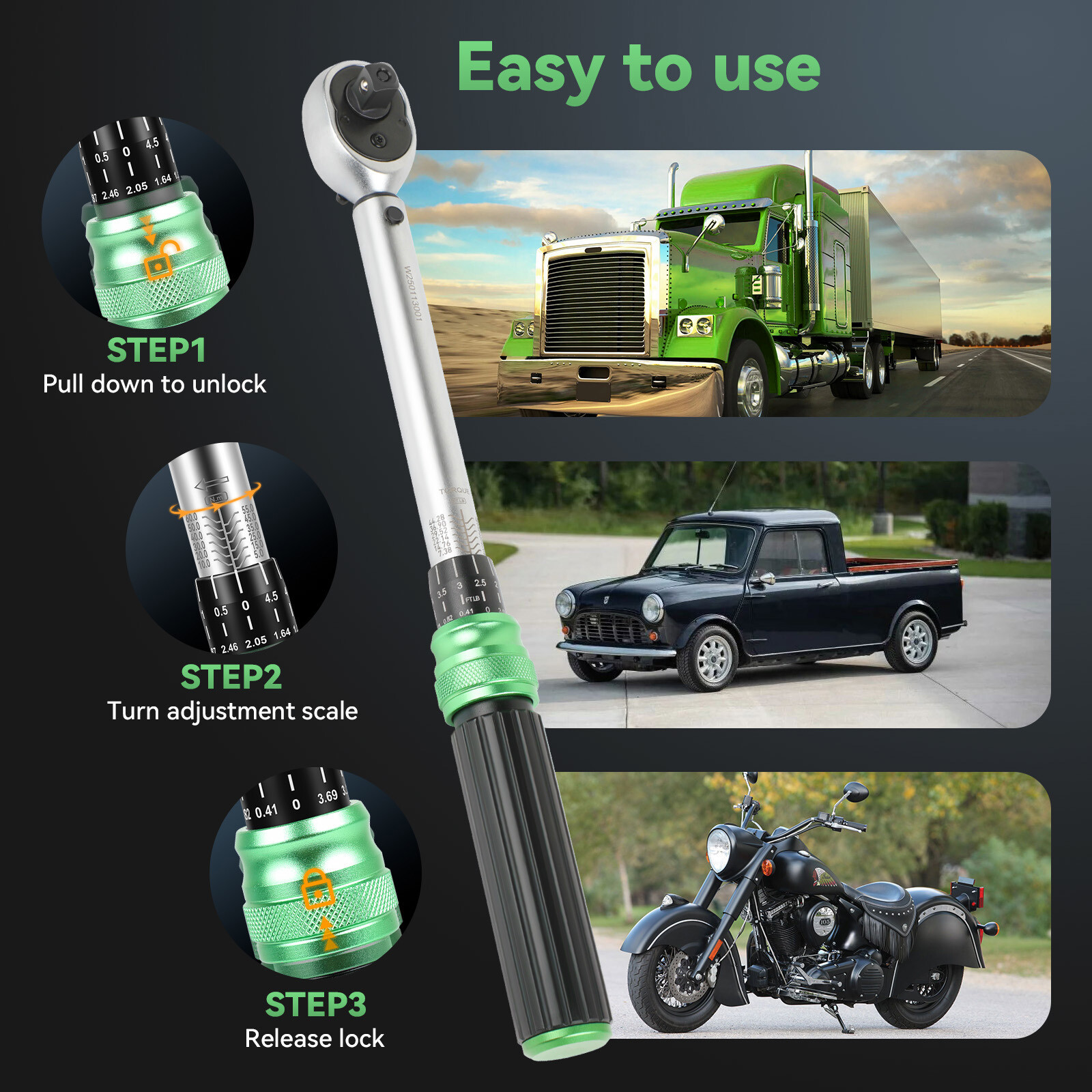 Torque Wrench Adjustable Torque Wrench 3/8" Drive 3.69-44.25 ft.lb/5-60n.m