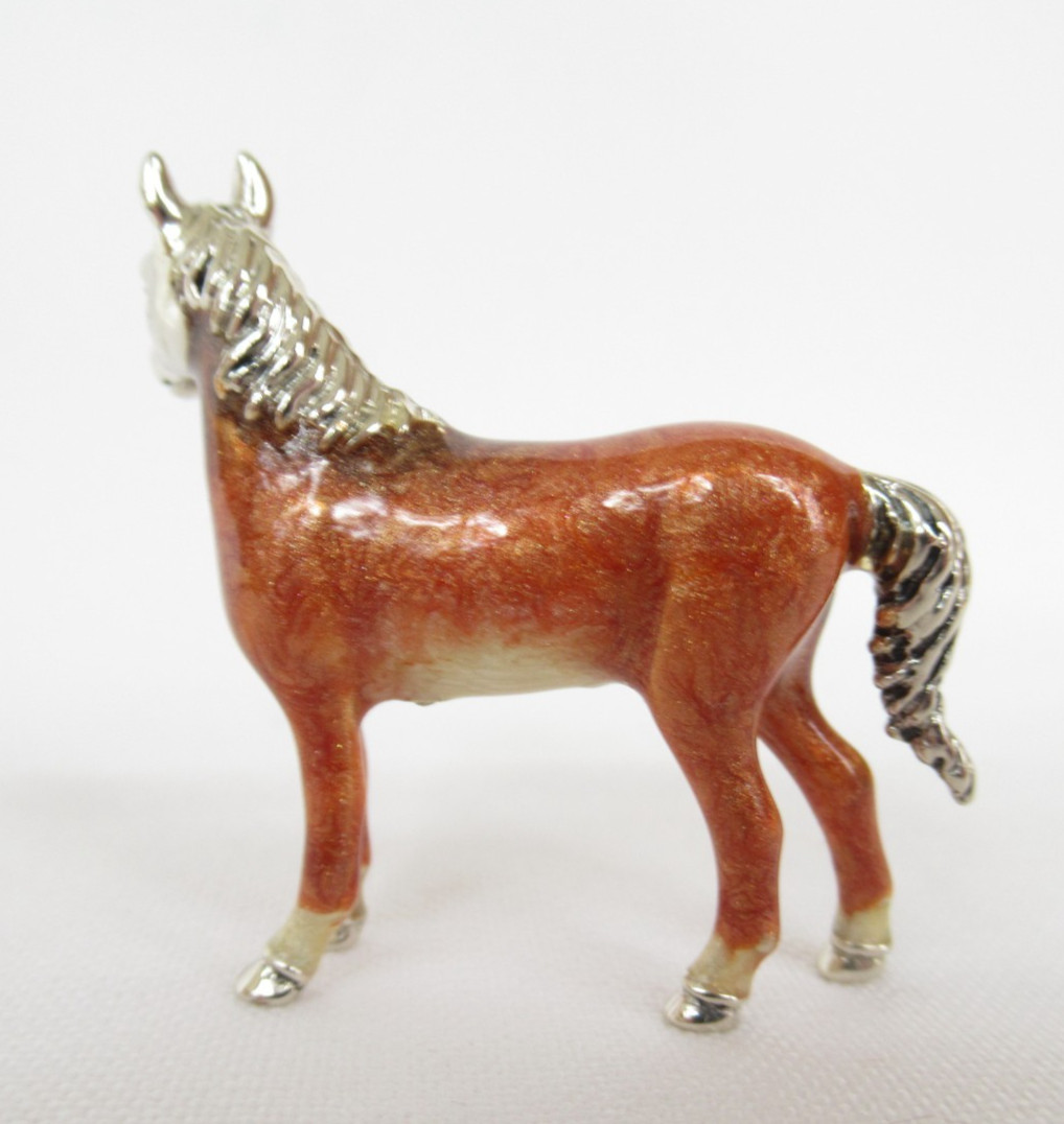 Saturno Italy Miniature Sterling Silver Enamel Horse Animal Figurine