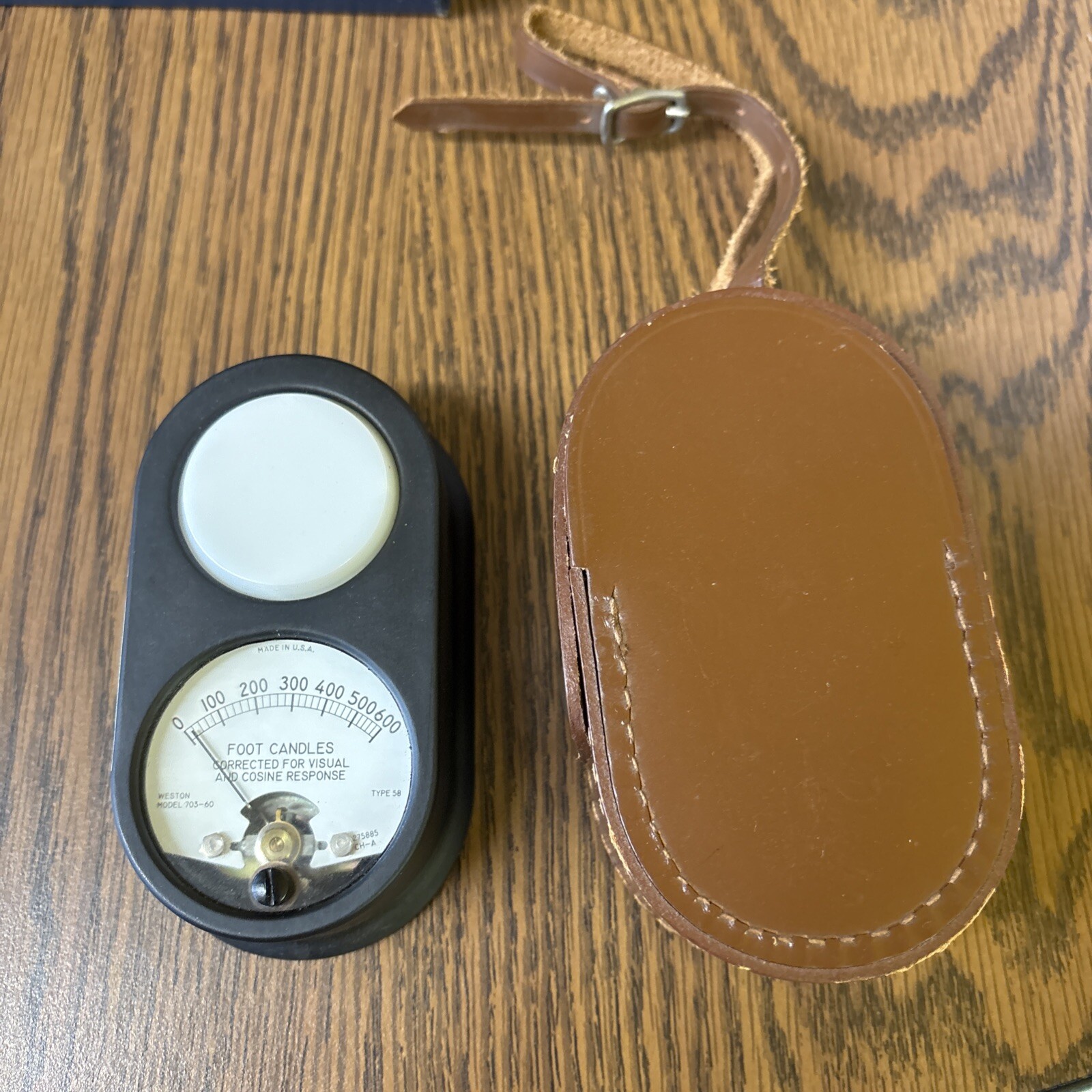 Vintage Weston 703-60 ~ Type 58 ~ Foot Candle Meter with Brown Leather Case