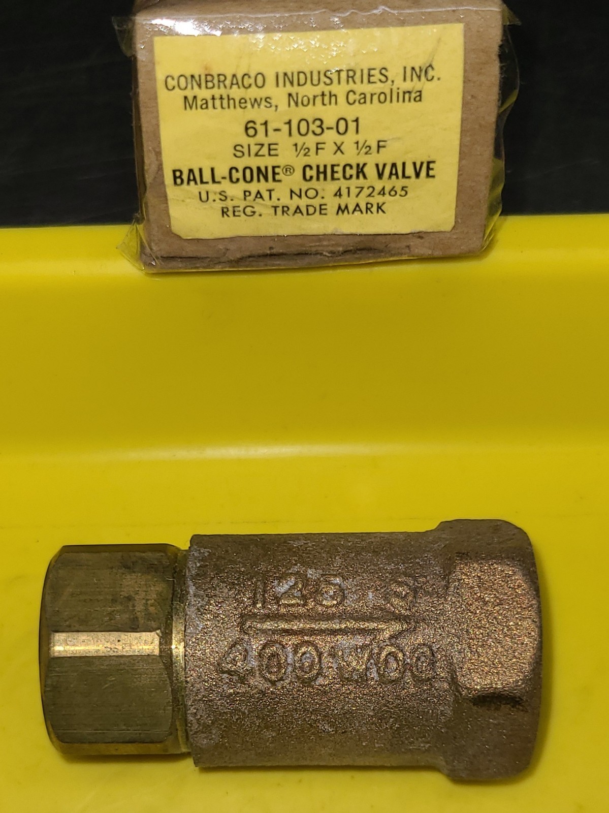 Conbraco 61-103-01 Ball Cone Check Valve, 1/2" UPC 670750631979