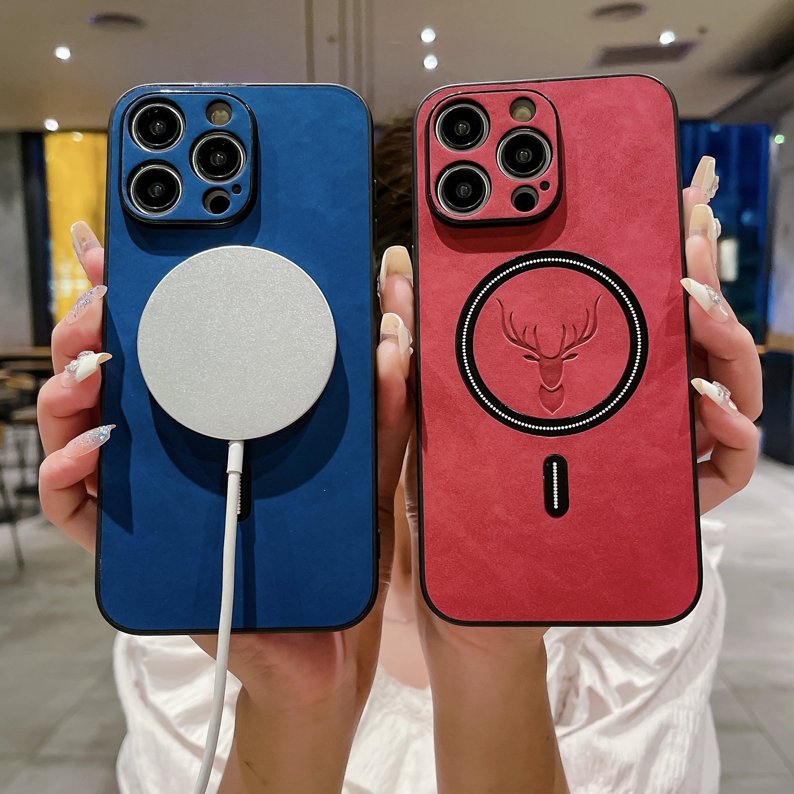Deer Leather Shockproof MagSafe Case For iPhone 15 14 Plus 13 Pro Max 12 11