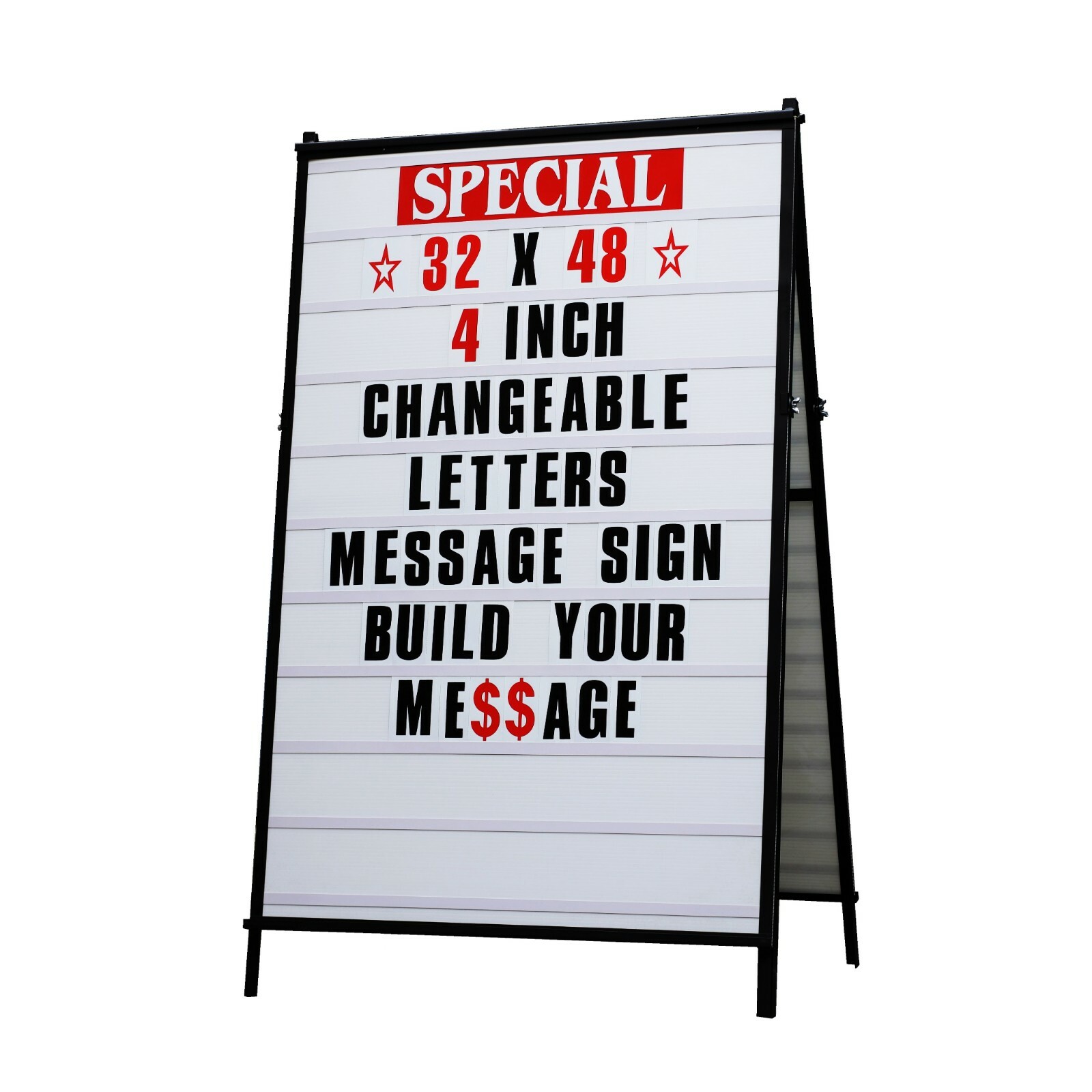 32"x 48" A Frame Changeable Letters Message Sidewalk Sign With 4" Letters set
