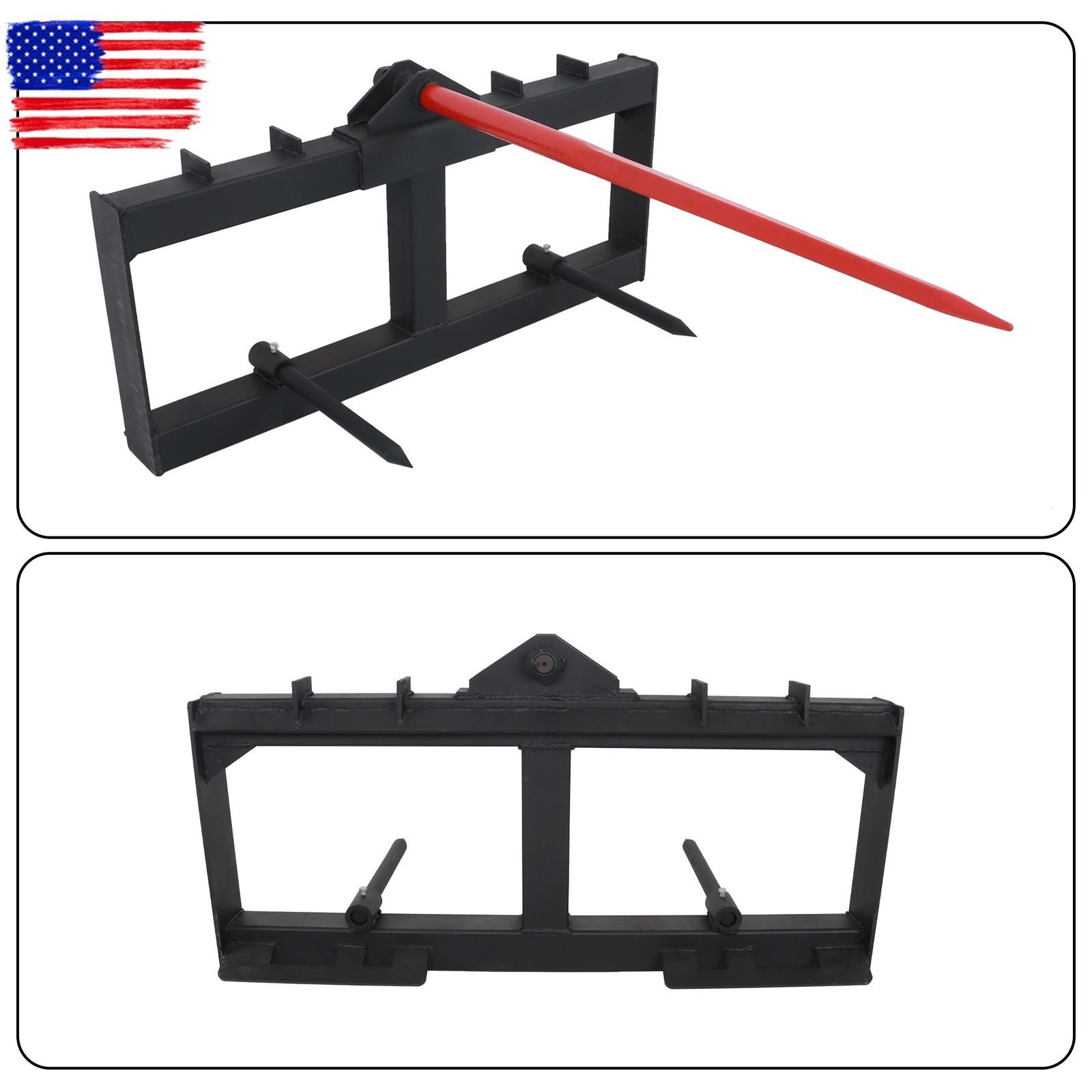 Skid Steer 49" Hay Bale Spear Attachment Heavy Duty Tractor Bale Handling Hitch