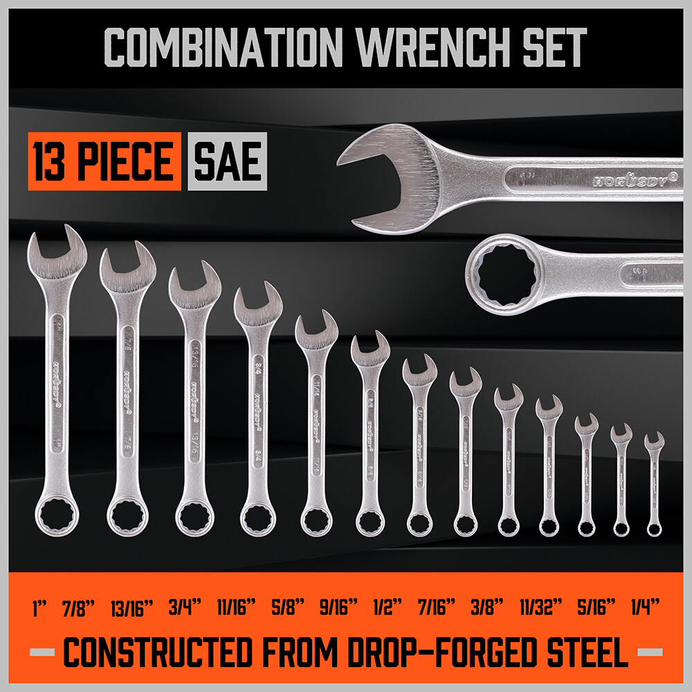 26pc Duo Metric SAE Combination Spanner Set Gear Wrench Standard Head Extra long