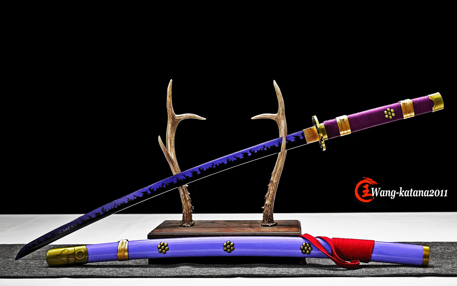 ONE PIECE 海贼王 1060 Steel Katana Purple Hamon Sharp Japanese Samurai Anime Sword