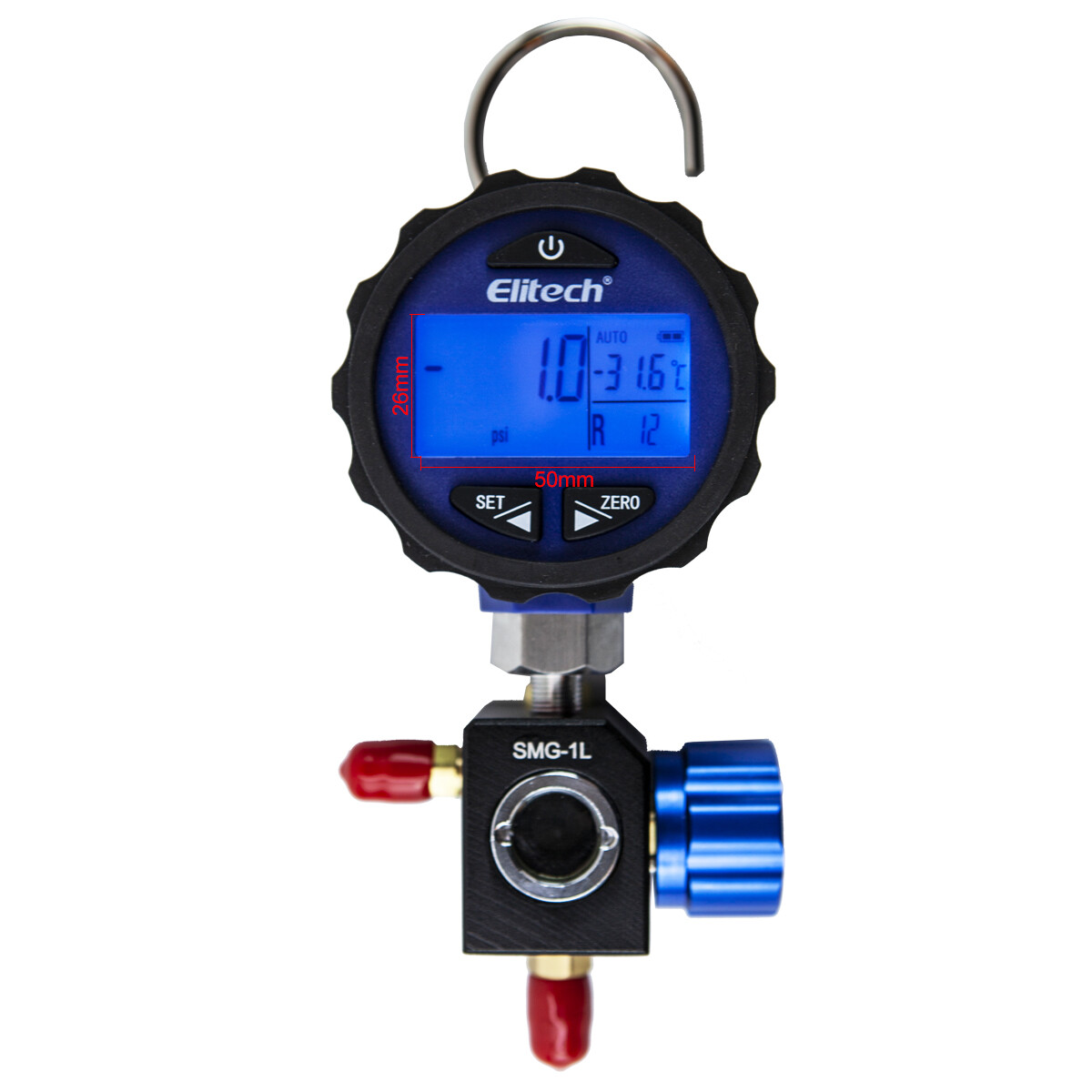 Elitech SMG-1L Refrigeration HVAC Digital Pressure Gauge Single Manifold Gauge