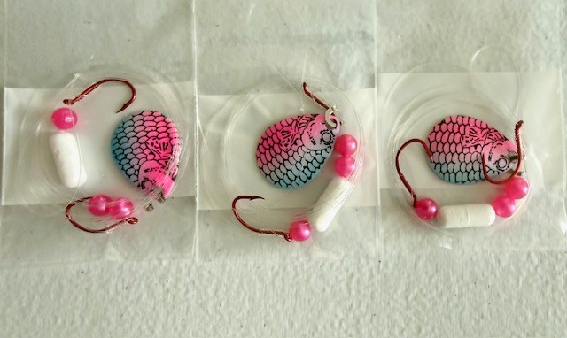 SUZIES SPINNERS-Walleye Crawler Harness 30 Pack 2 Hook Floater #3 Colorado Blade