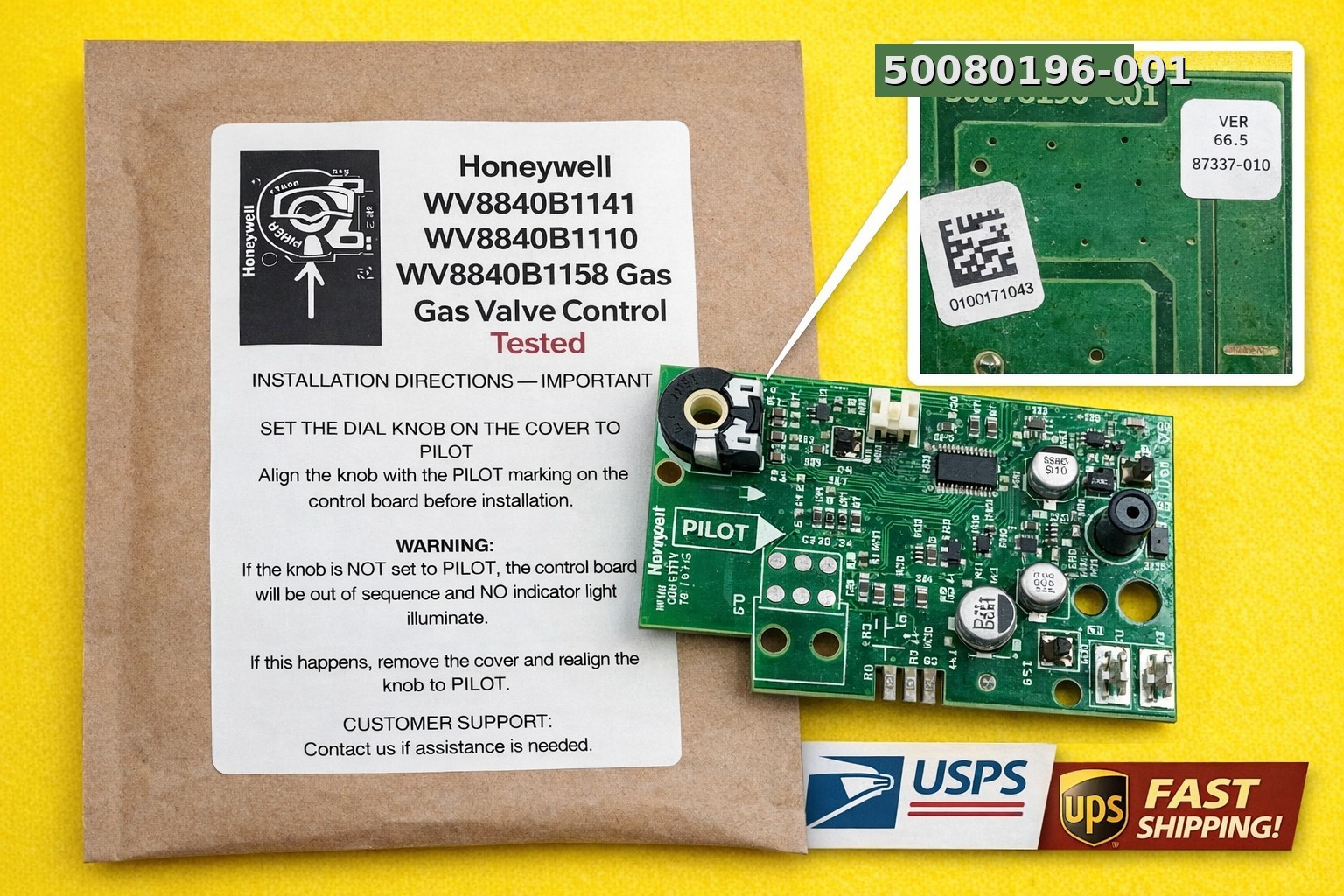 Honeywell WV8840B1141 WV8840B1110 WV8840B1158 Gas Valve Control Board – Tested