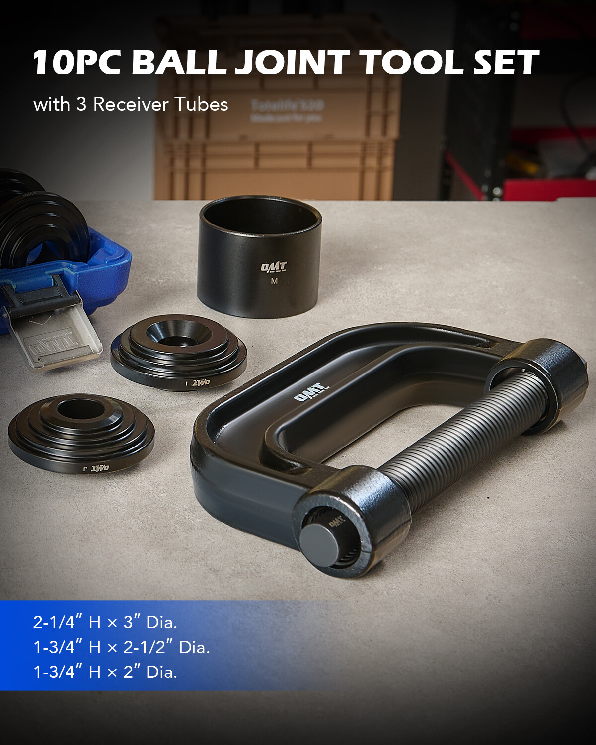 OMT Heavy Duty 4 in 1 Ball Joint Press U Joint Removal Tool Kit w 4 x 4 Adapters