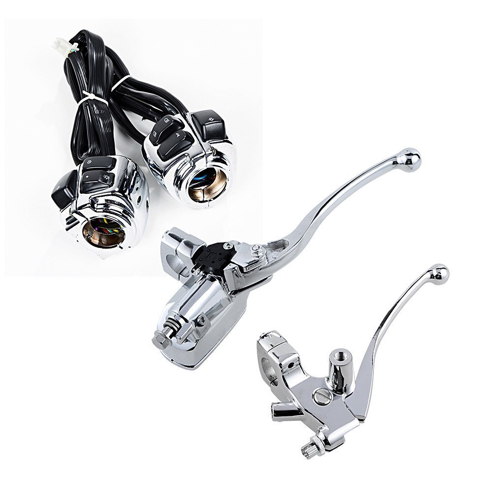 Chrome 1" Switch Control Housing + Master Cylinder Brake Clutch Lever For Harley