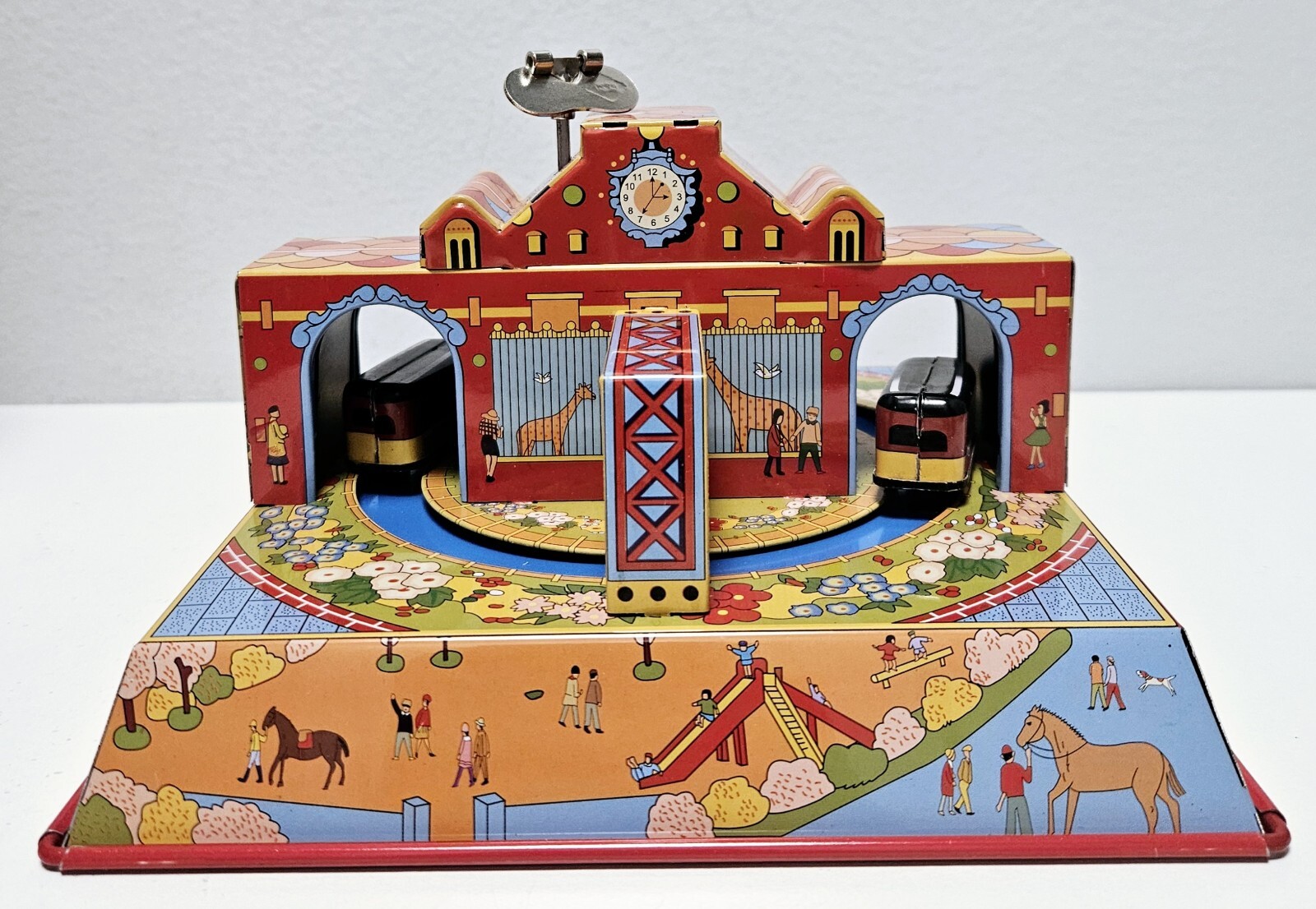 Merry Town Mechanical Wind-Up Tin Toy with Original Box by Ha Ha Toy
