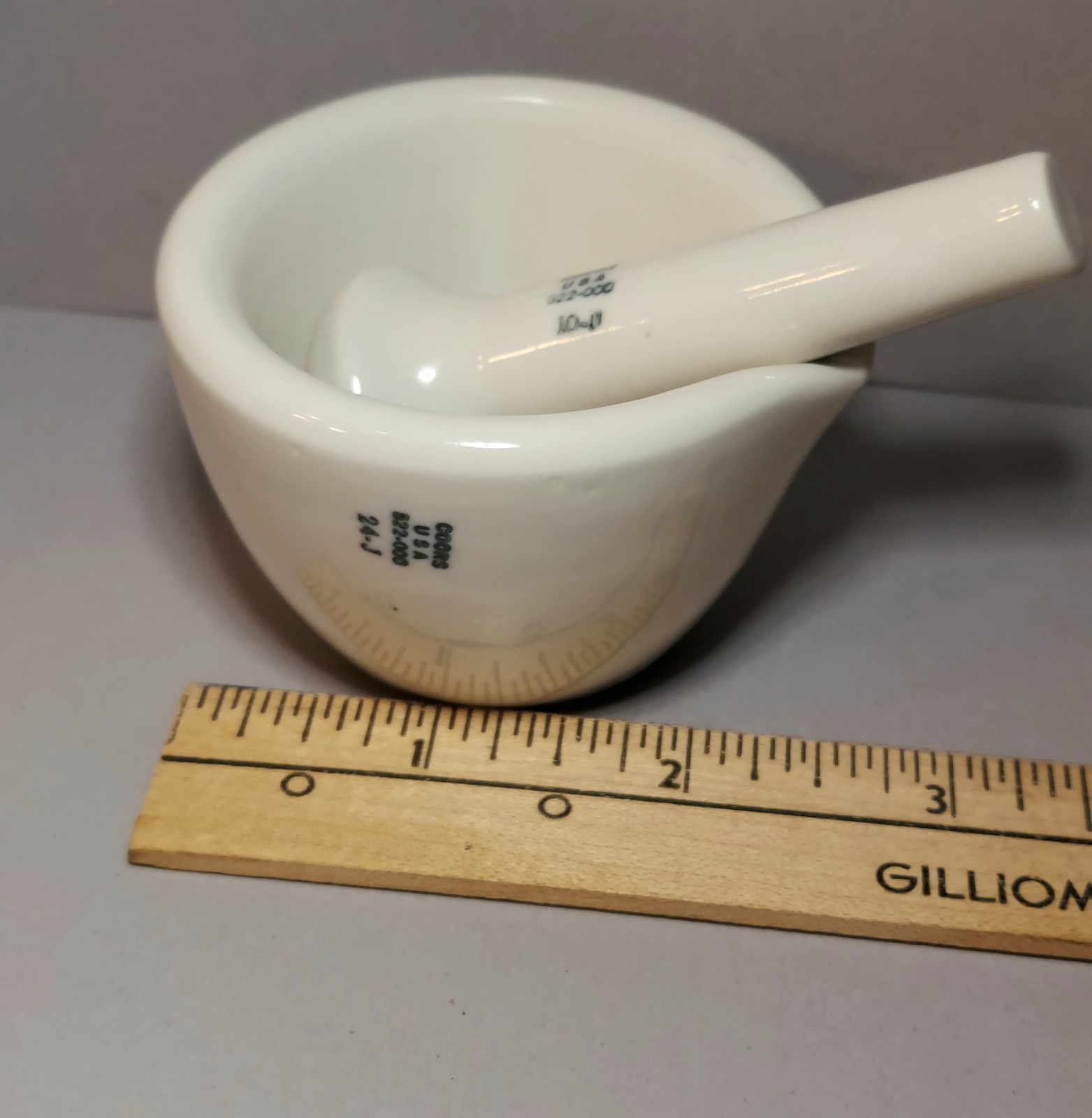 Vintage Small Coors USA Heavy White Porcelain Mortar & Pestle Lab Pharmacy