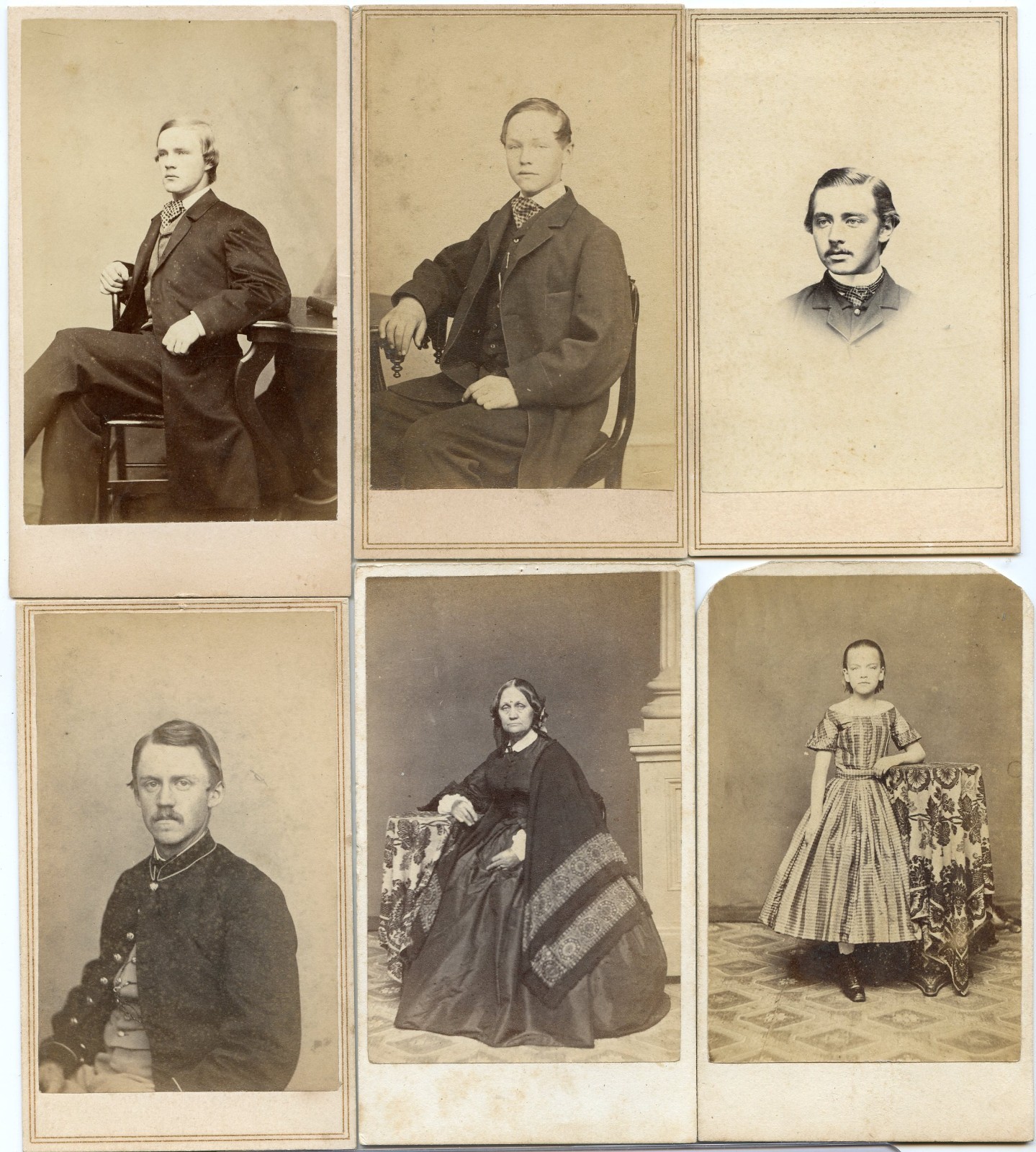 Civil War Soldier Morris & Family Photo Archive (8 CDVs) Springfield MA CV104