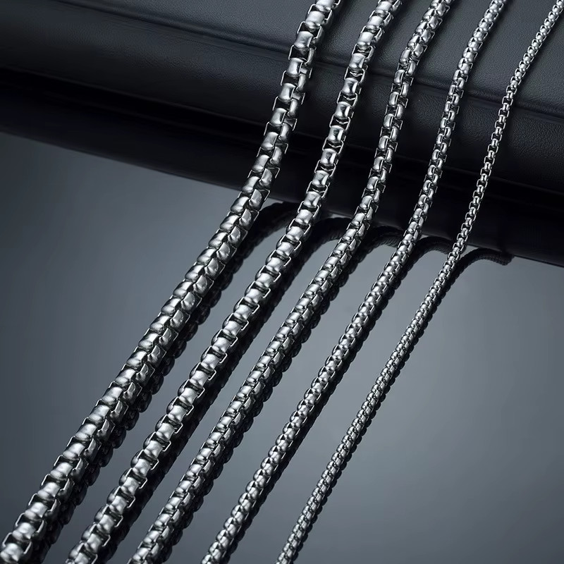 Stainless Steel Chain Necklace 16-36" Smooth Box Rope Silver 2/3/4/5/6/7mm N69