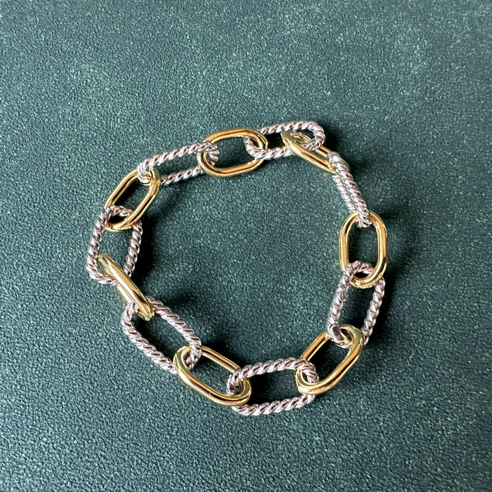 David Yurman Madison Chain Bracelet Sterling Silver w/ 18K Gold Length 21cm