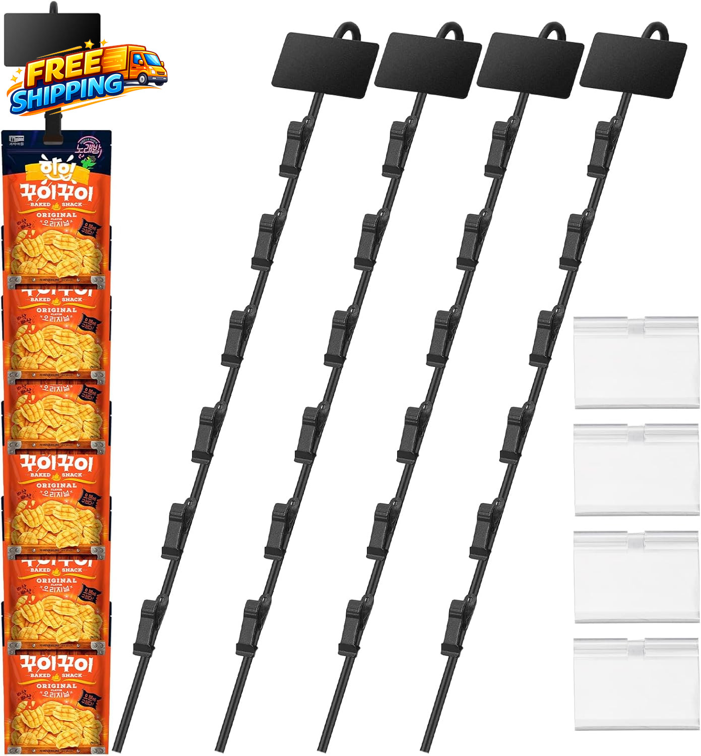 Chip Display Rack Chip Rack Display Stand Chip Bag Holder with 6 Clips for Retai