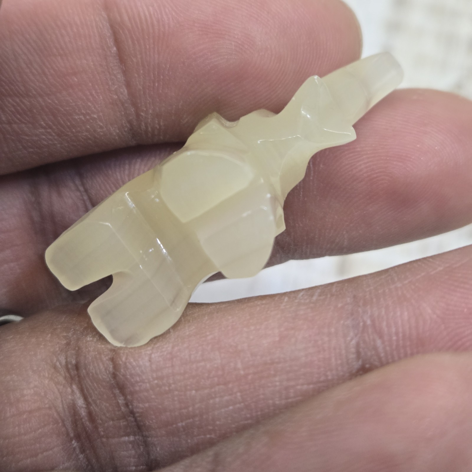 Lot Of 4 Vintage Hand Carved Marble/ White Onyx Quartz Stone Elephants