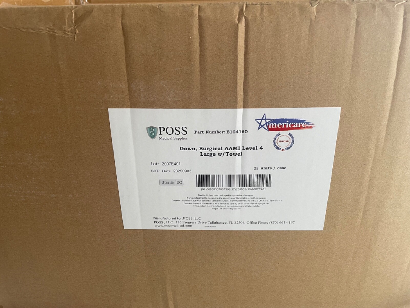 28 Units Sterile Blue Surgical Gown Size Large AAMI Level 4 w/ Hand Towel 9/2025