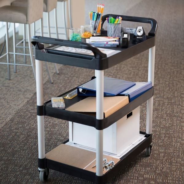 Rubbermaid Commercial Fg342488bla Dual-Handle Utility Cart With Lipped Plastic