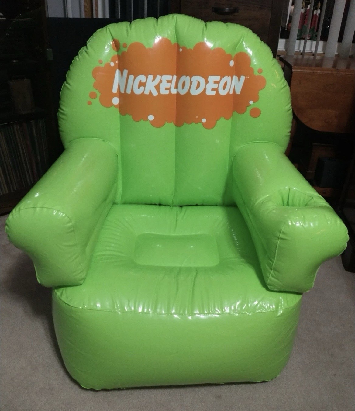 Nickelodeon Green Orange Inflatable Chair Kids Teens Cartoon Plastic Bedroom