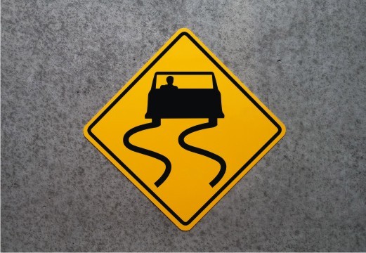 SLIPPERY WHEN WET ROAD SIGN - Aluminum Safety Placard - Unique Fun Garage Decor
