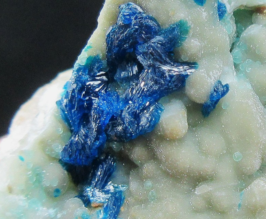 Rare Blue Veszelyite and Hemimorphite with Quartz Crystal and Galena  Yunnan