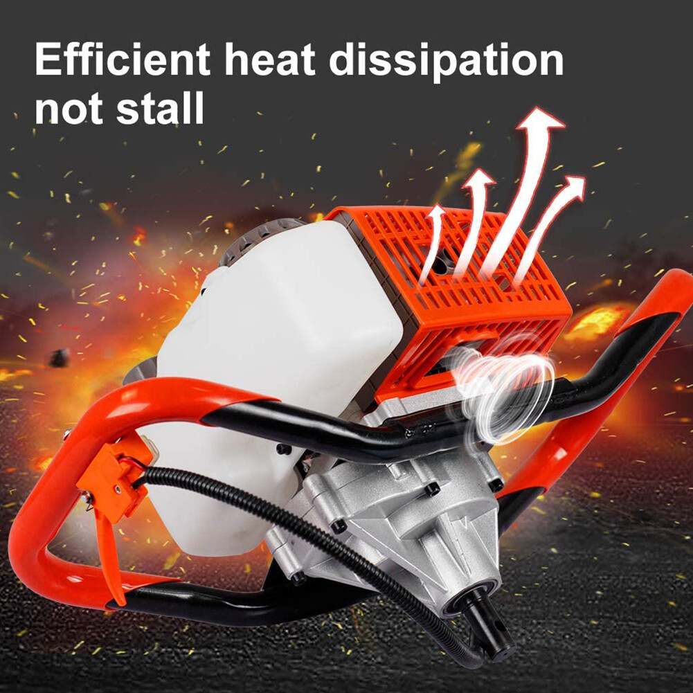 72CC 4HP Gas Powered Post Hole Digger With 4" 8" 12" Earth Auger Digging Engine