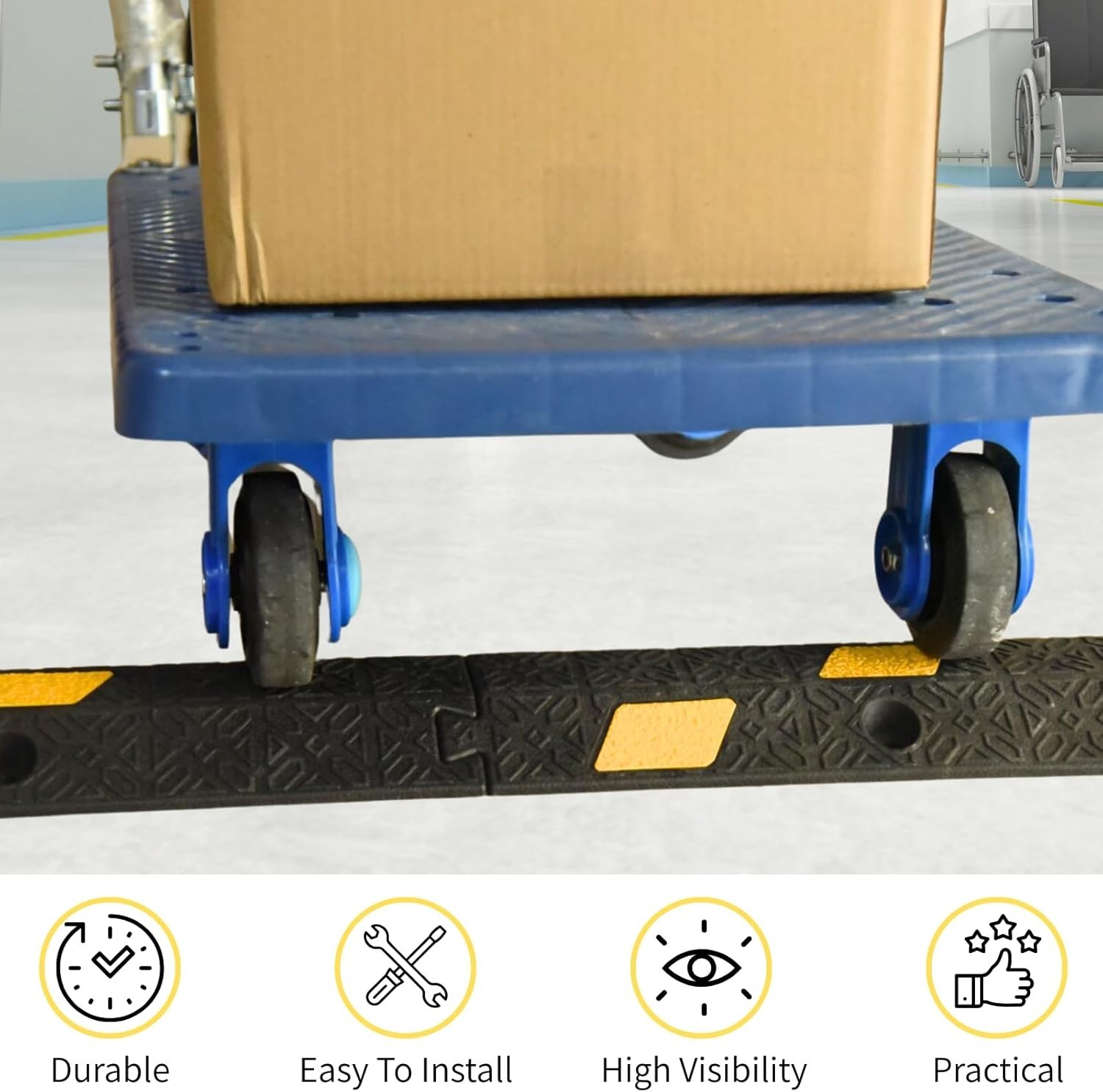 2/6Pack 2 Channel Cable Cover Ramp Rubber Cord Protector for Road or Garage