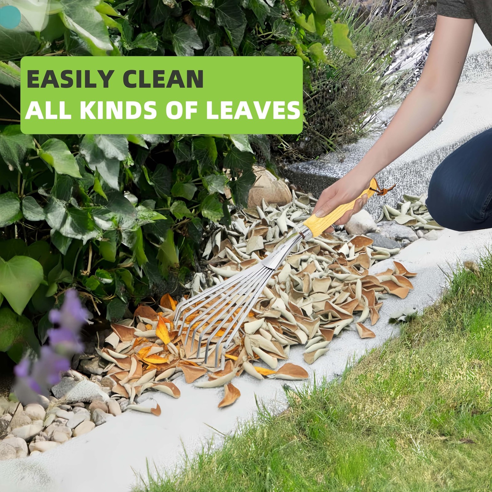 Hand Rakes, Garden Stainless Steel Hand Rake Soil Tiller with Ergonomic Handl...