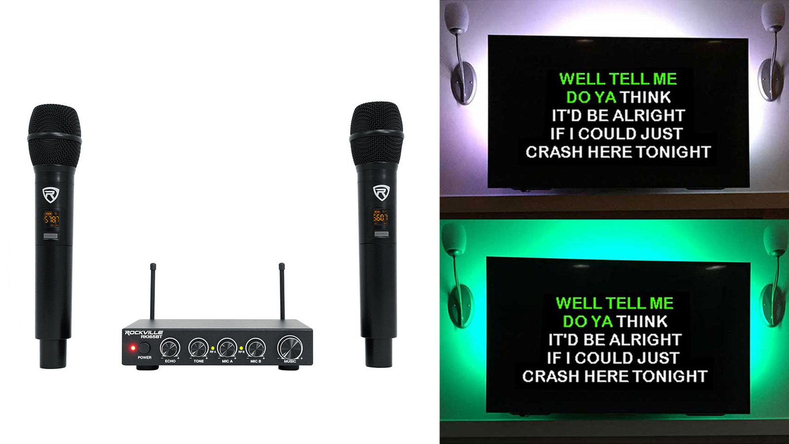 Rockville RKI65BT Karaoke Microphone System For Tablet/Smatphone/Laptop/TV+LED's