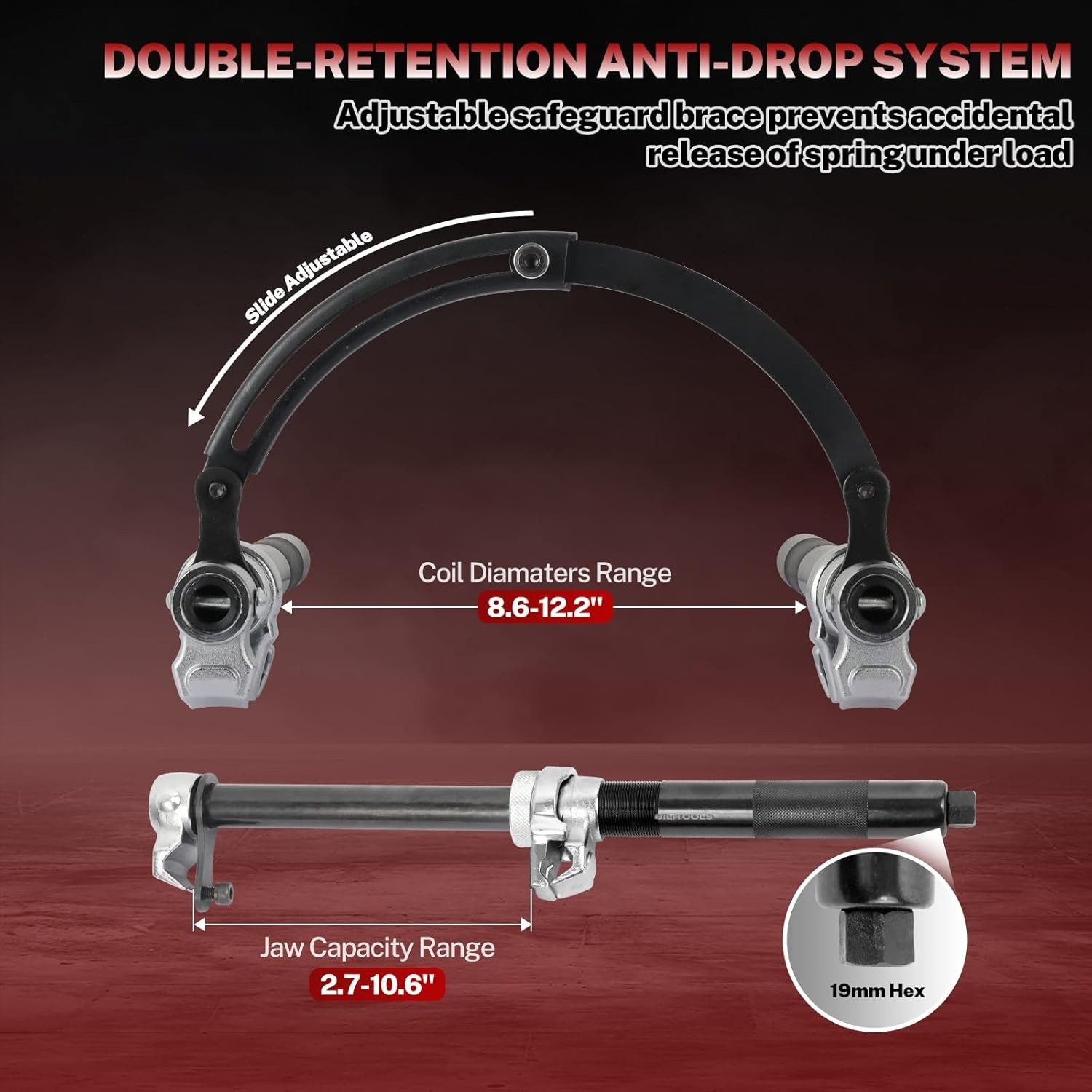 2-Piece Coil Spring Compressor Tool Heavy Duty Macpherson Strut Spring Compre...