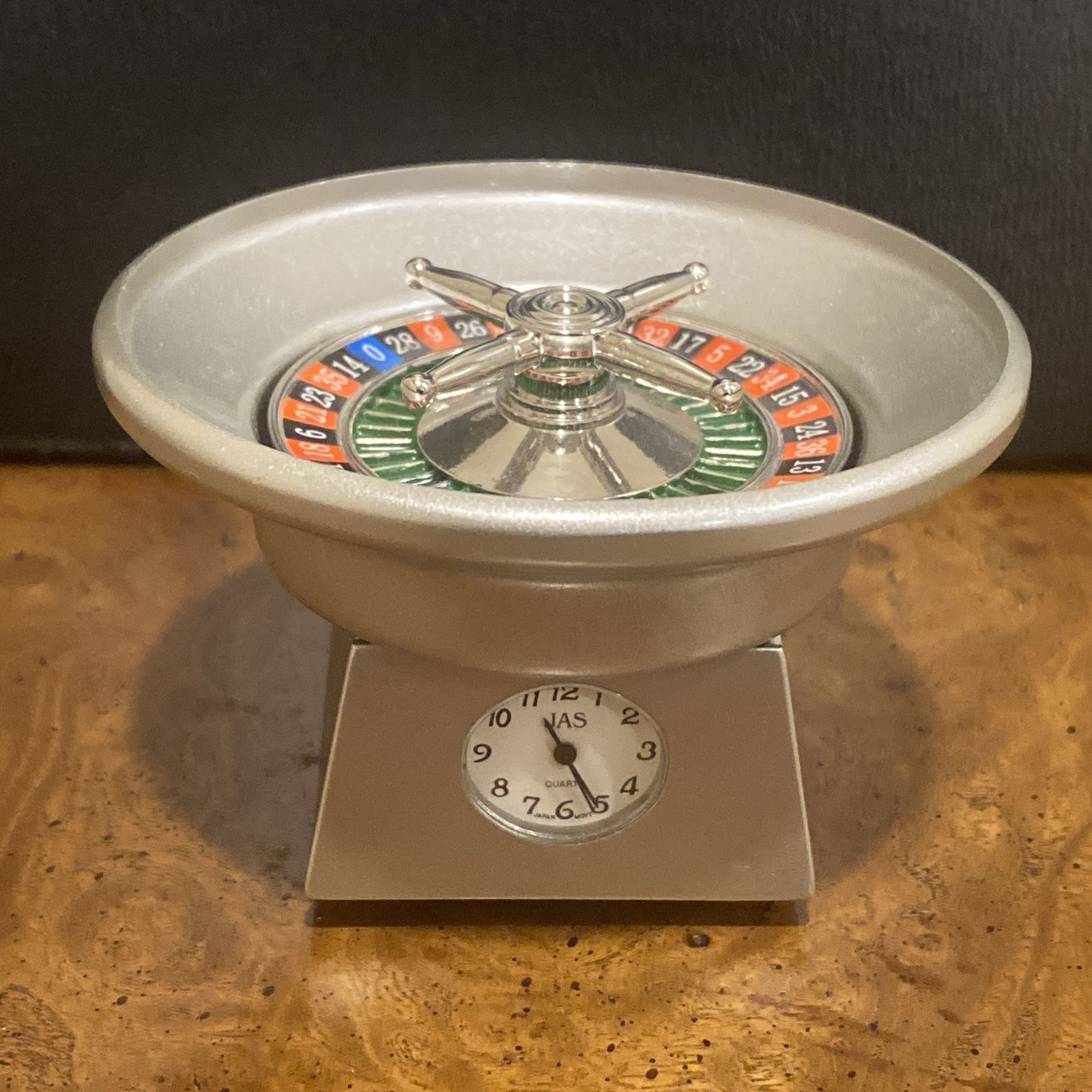 Roulette Wheel Spinning 3.25" Diameter, JAS Japan Clock - Needs Battery