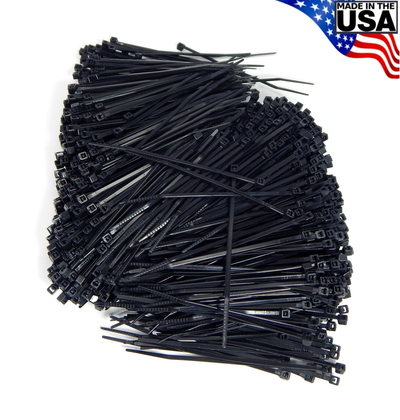 Zip Cable Ties 4" 18lbs 1000pc UV Black Made in USA Nylon Wire Tie Wraps