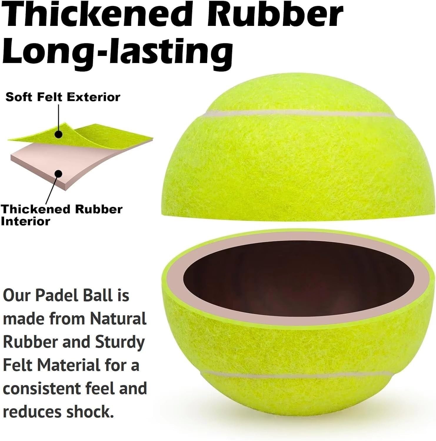 Padel Balls - Professional Tournament Quality Balls, 2 Tubes (6 Balls), 47% Wool