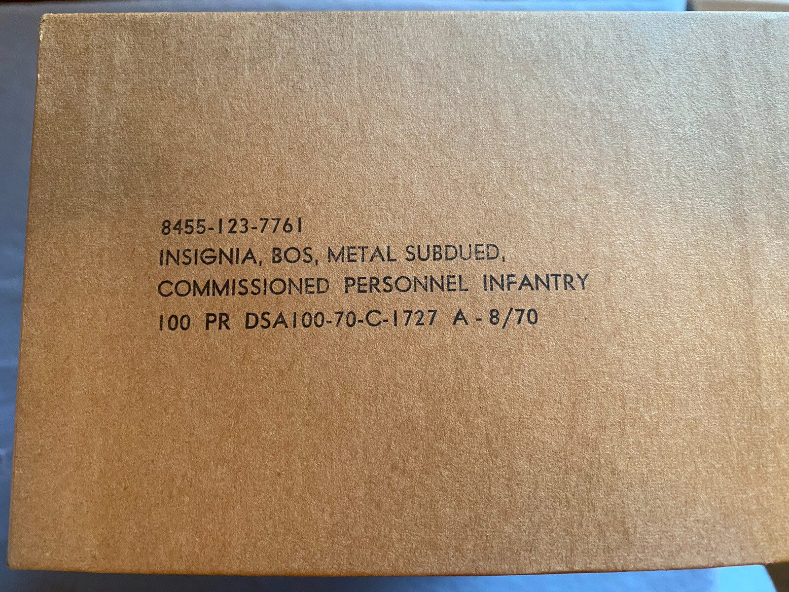 50 x USGI Subdued Infantry Collar Insignia Unissued BOS Pin Vietnam Dealers Lot