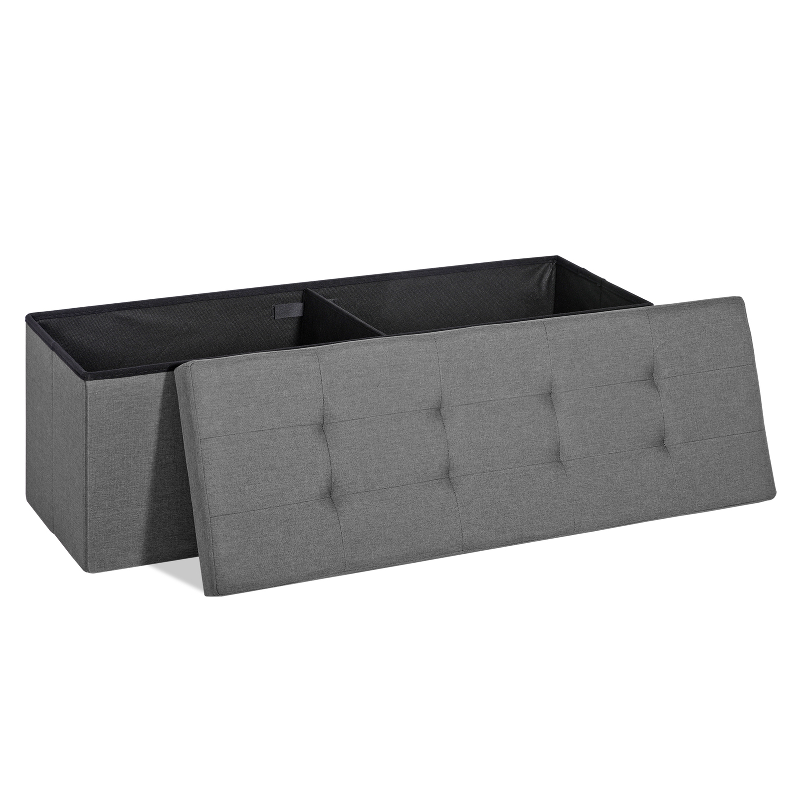 43"Storage Ottoman Bench Folding Chest Footrest Stool MDF Frame w/Lid Light Grey