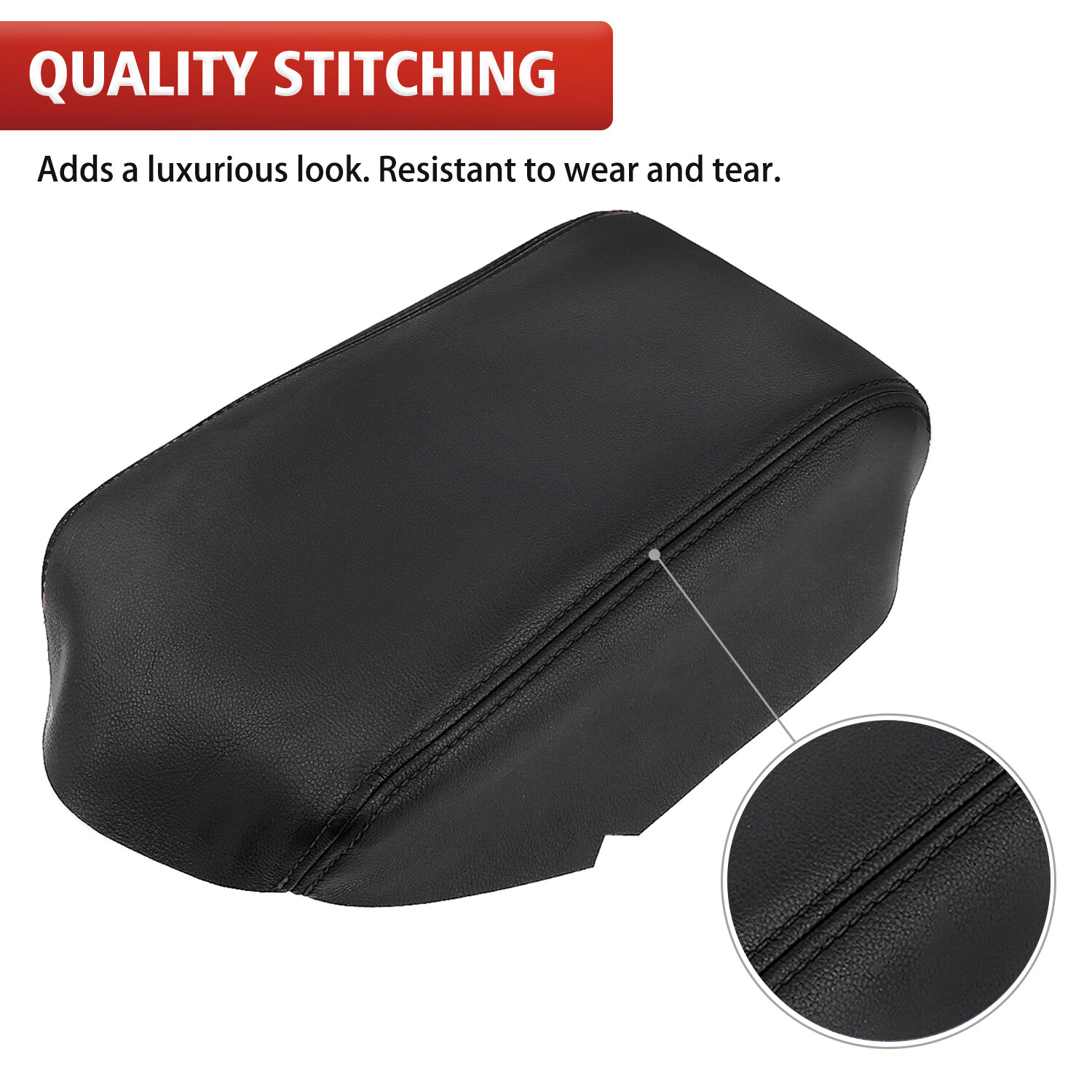 Fits 2011-2019 Ford Explorer Center Console Lid Armrest Leather Cover Trim Black